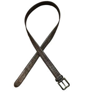 Christian Dior Brown Leather Patterned Full Grain Leather Belt Gold Buckle EUC